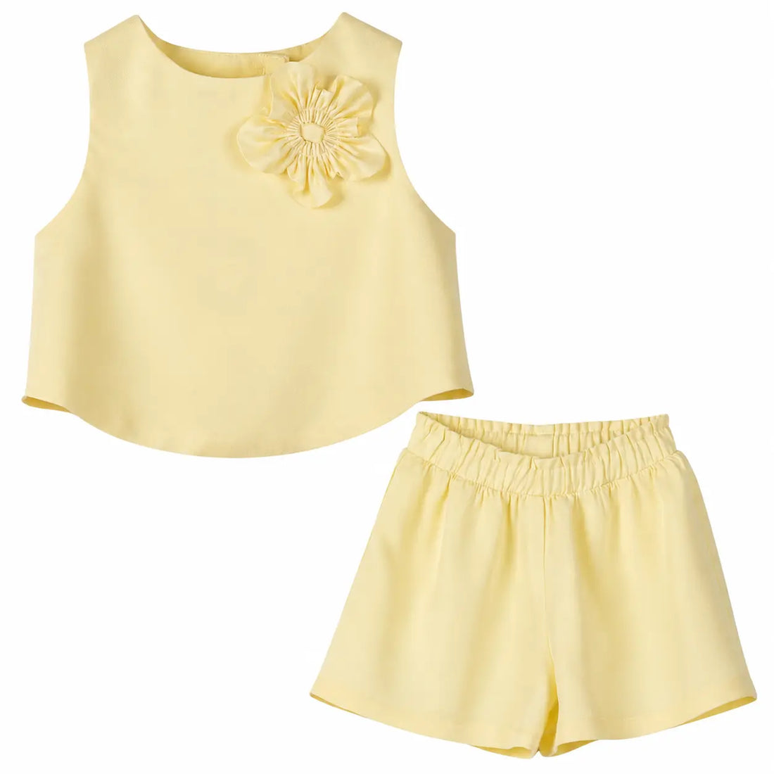Girls Sunshine Floral Top &amp; Tencel Linen Bermuda Shorts Set YELL OH!