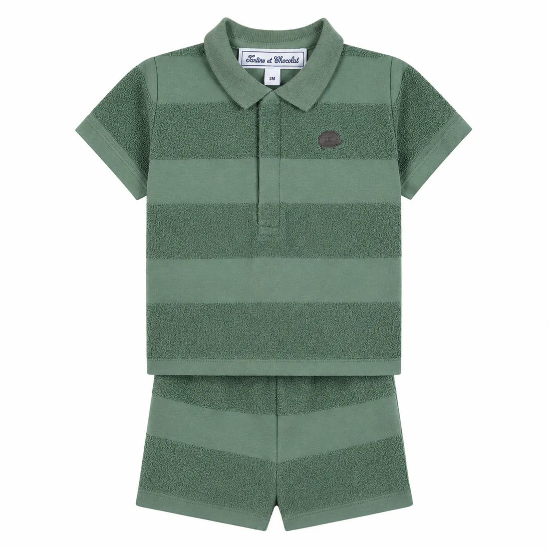 Boys Khaki Striped T-Shirt &amp; Shorts Set TARTINE ET CHOCOLAT