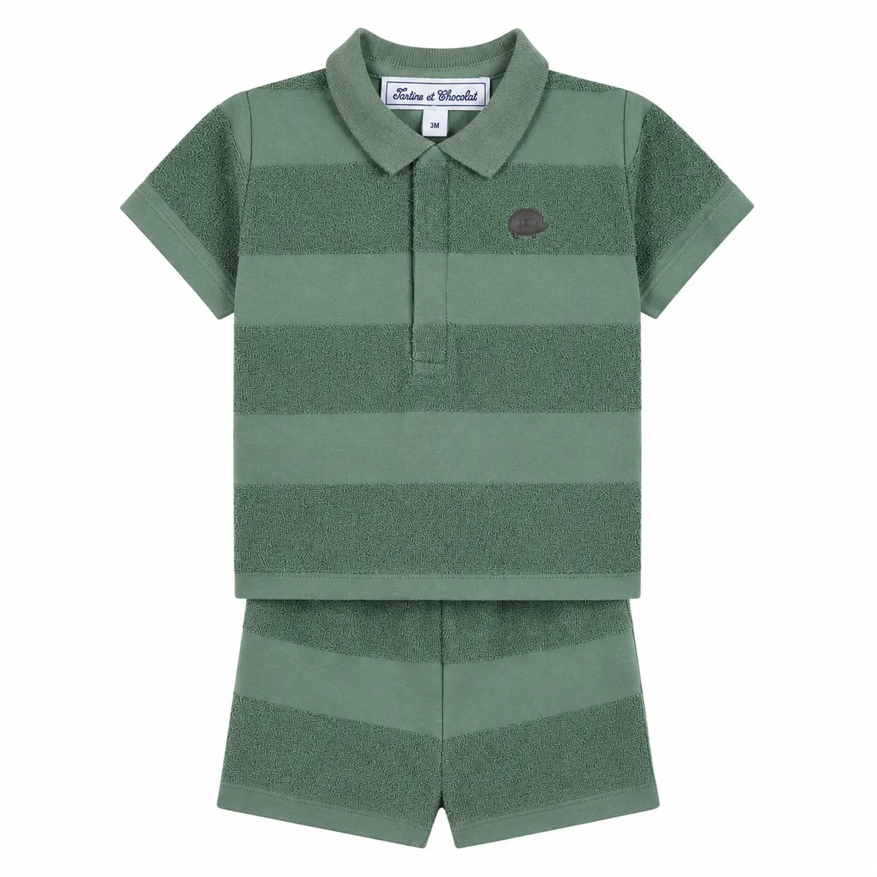Boys Khaki Striped T-Shirt &amp; Shorts Set TARTINE ET CHOCOLAT