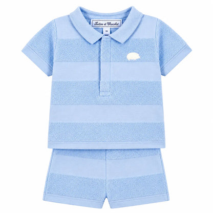 Boys Blue Cloud Striped T-Shirt &amp; Shorts Set TARTINE ET CHOCOLAT