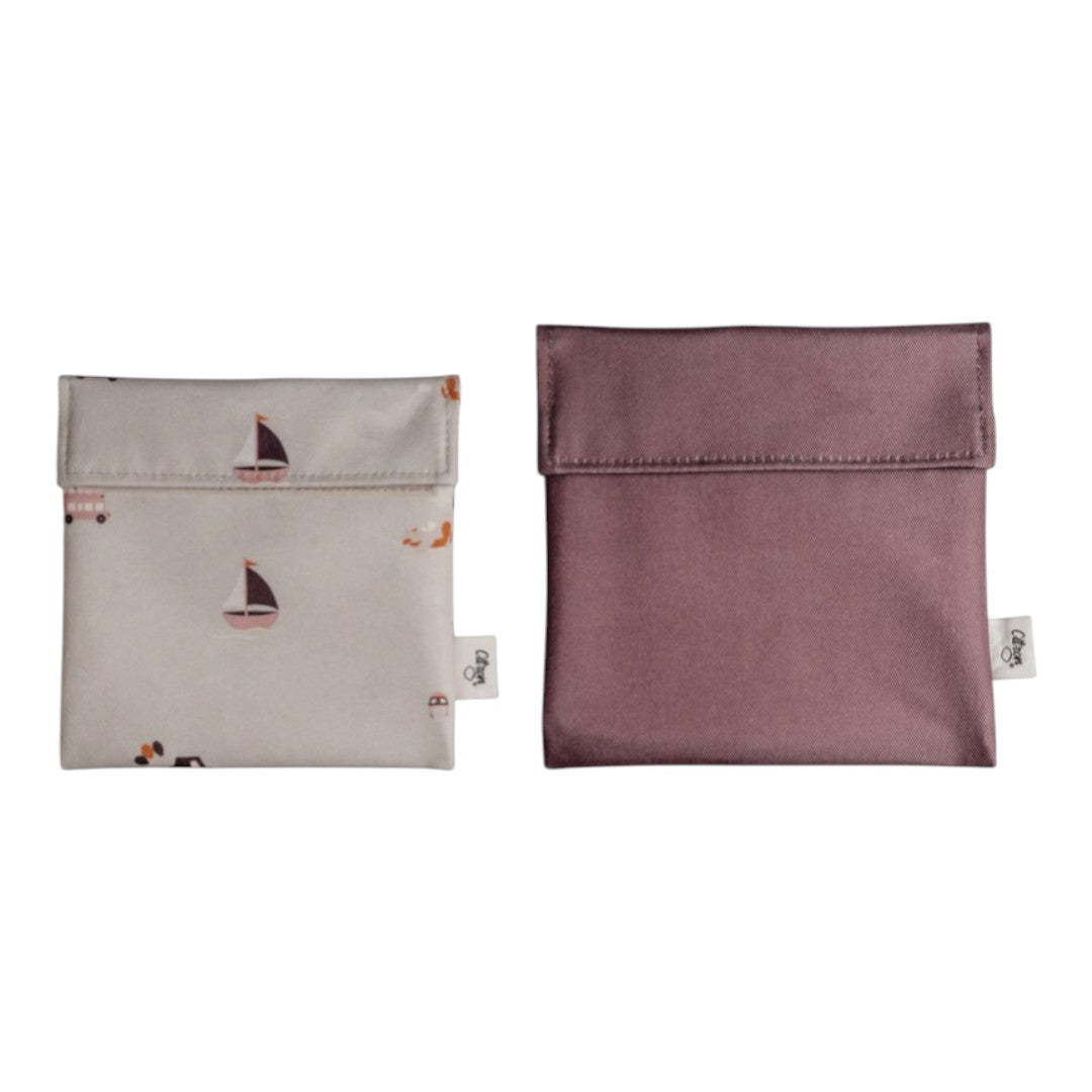 Reusable Sandwich Bag - Set of 2 - Vehicles/Plum