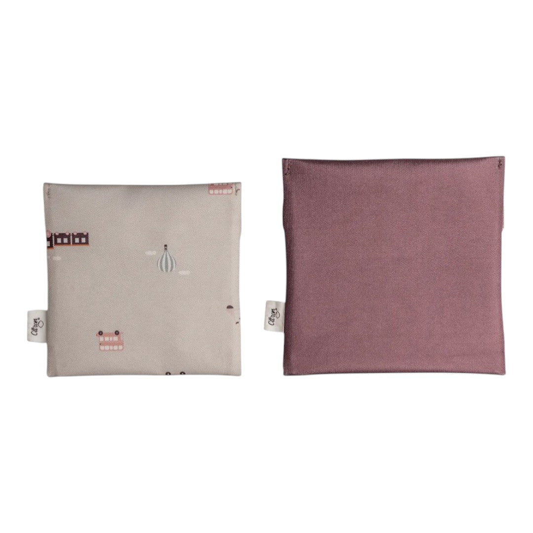Reusable Sandwich Bag - Set of 2 - Vehicles/Plum