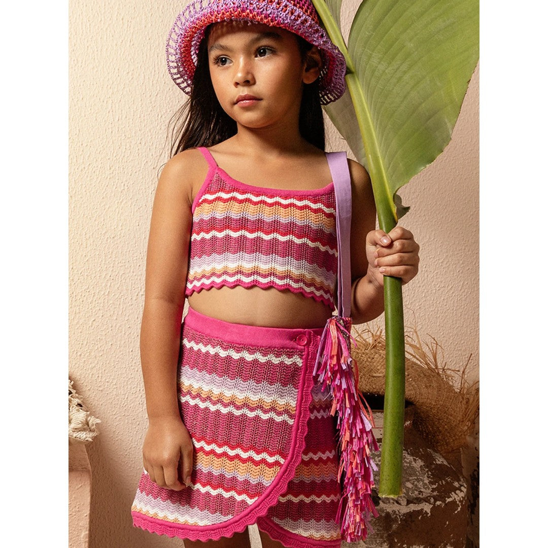 Sparkling Sands Crochet Top &amp; Skirt - Super Pink Mix