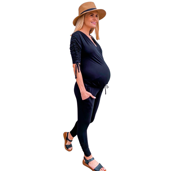 Alexa Wrap Front Maternity &amp; Nursing Jumpsuit