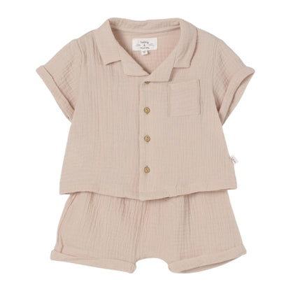 Organic Cotton Two Piece Shorts Set - Beige