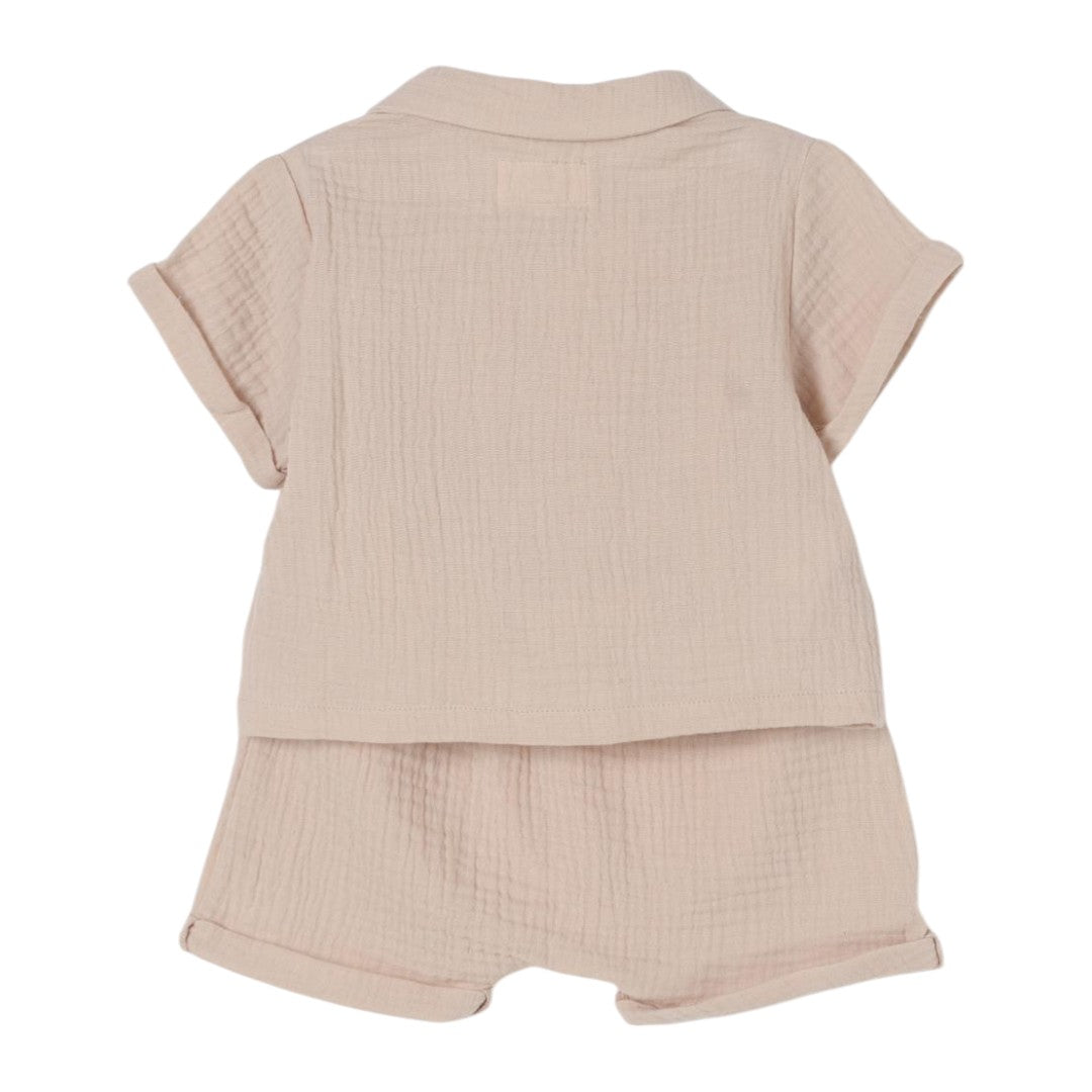 Organic Cotton Two Piece Shorts Set - Beige