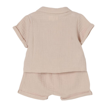 Organic Cotton Two Piece Shorts Set - Beige