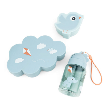 Lunch &amp; Snack Box with Straw Bottle Blue