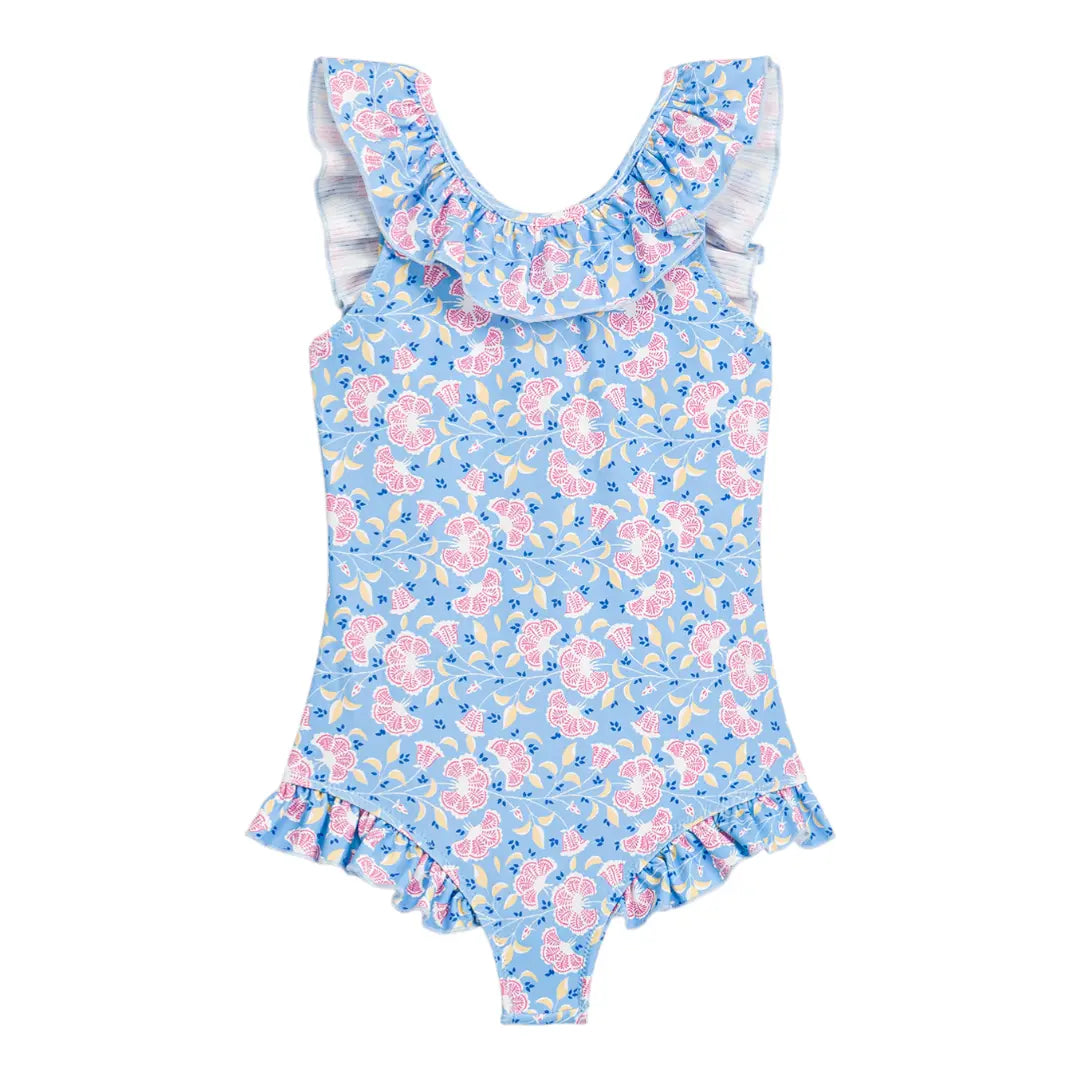Andrea Blue Hibiscus Bay One-Piece Swimsuit for Girls LOUISE MISHA
