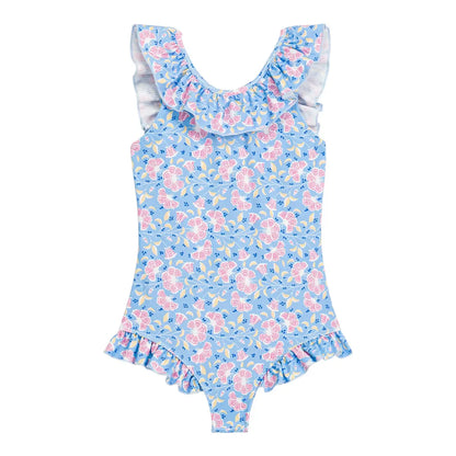 Andrea Blue Hibiscus Bay One-Piece Swimsuit for Girls LOUISE MISHA