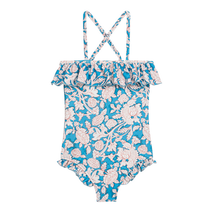 Jovana Blue Mountain Avens One-Piece Swimsuit for Girls
