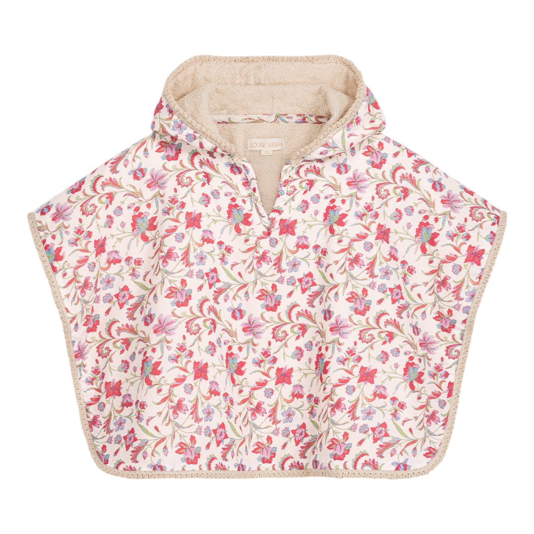 Mael Cream Floral Haven Beach Cape for Girls