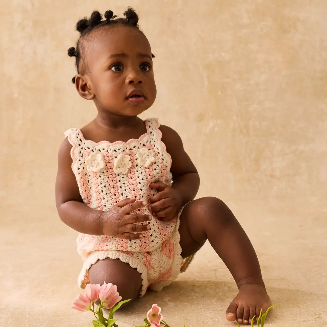 Larya Knit Top &amp; Mekylane Pink Striped Shorts Set for Girls LOUISE MISHA