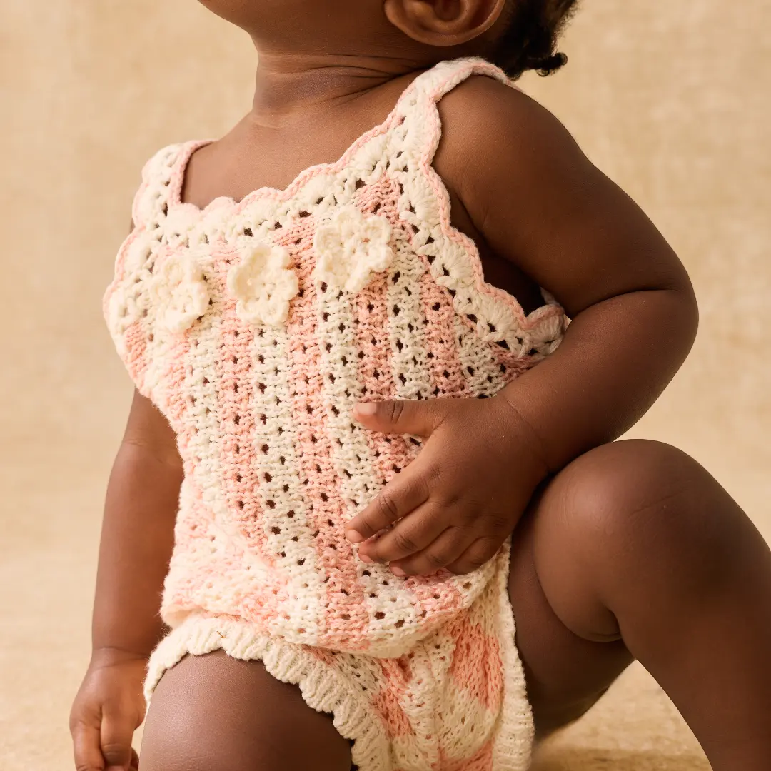 Larya Knit Top &amp; Mekylane Pink Striped Shorts Set for Girls LOUISE MISHA