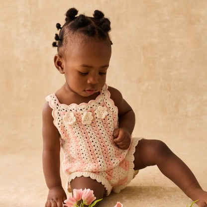 Larya Knit Top &amp; Mekylane Pink Striped Shorts Set for Girls LOUISE MISHA