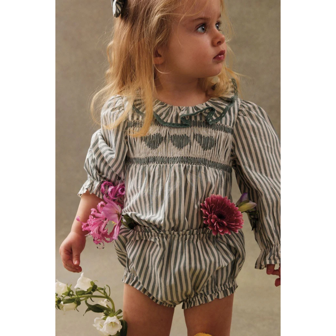 Almond Stripes Baby Blouse Antonella &amp; Bloomers