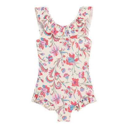 Andrea Cream Floral Haven One-Piece Swimsuit for Girls
