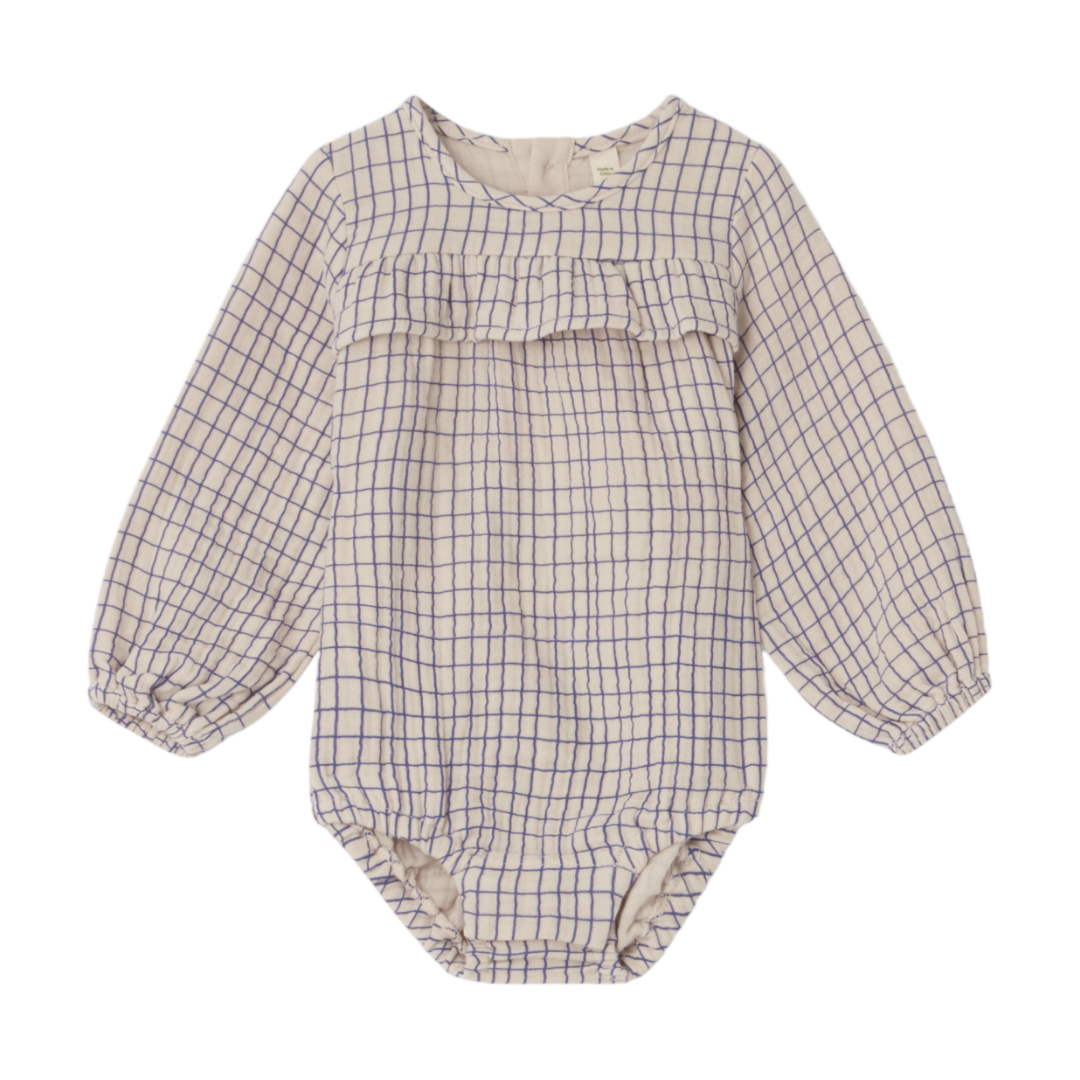 Checks Cobalt Muslin Romper
