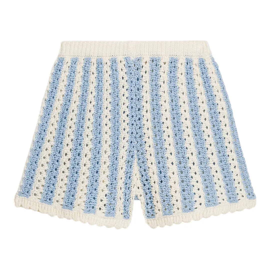 Mekylane Blue Striped Knit Shorts for Girls LOUISE MISHA
