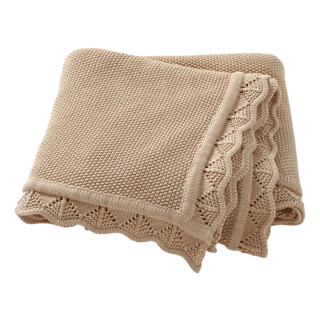 Louna Textured Knit Baby Blanket - Khaki