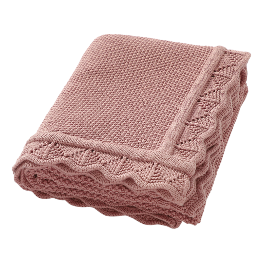 Louna Textured Knit Baby Blanket - Dusty Pink