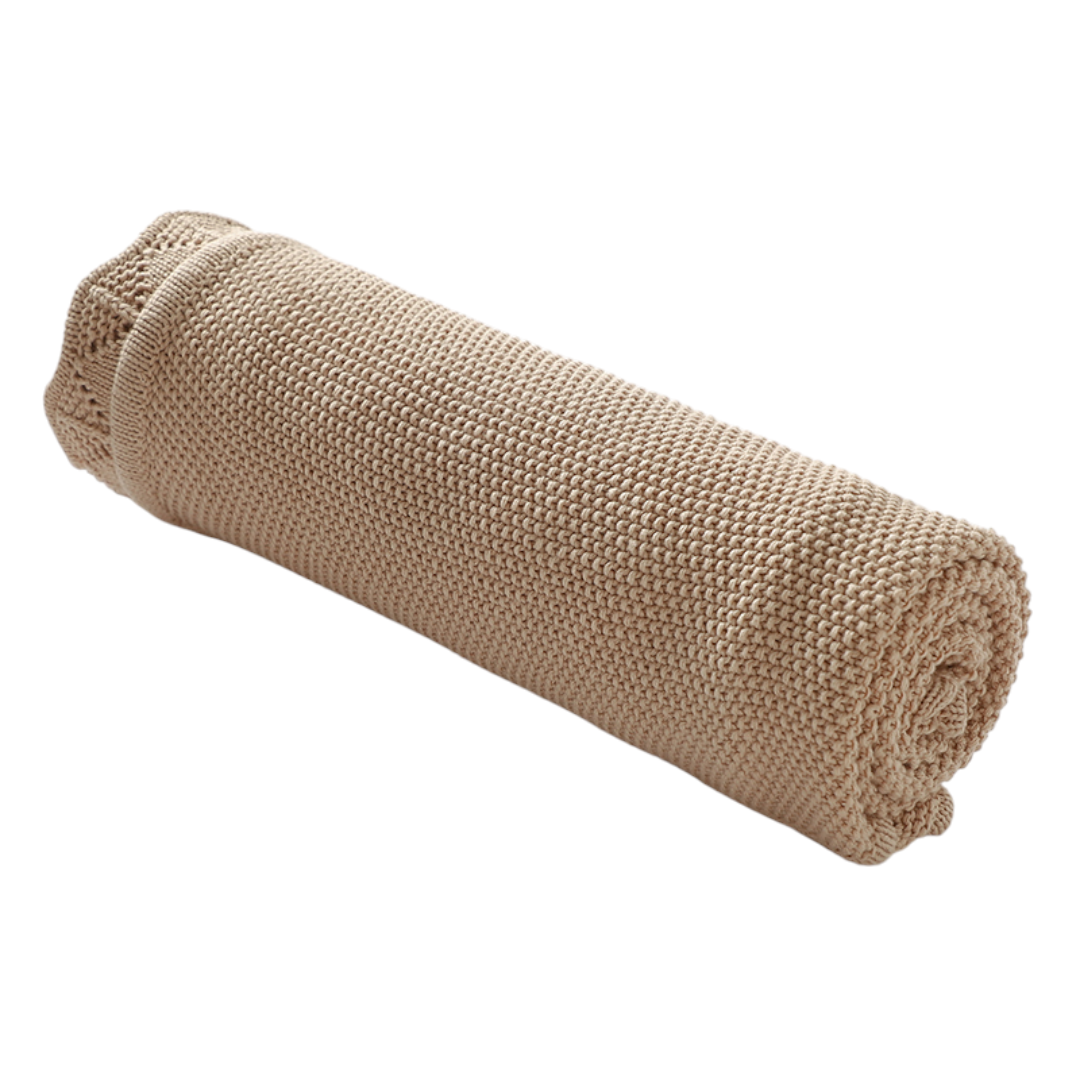 Louna Textured Knit Baby Blanket - Khaki