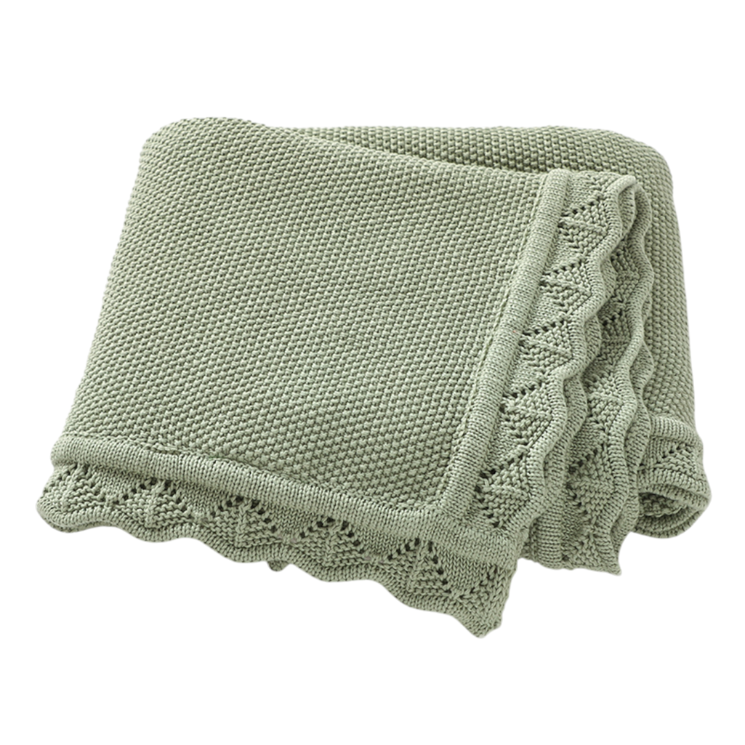 Louna Textured Knit Baby Blanket - Green