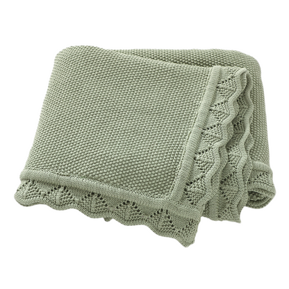 Louna Textured Knit Baby Blanket - Green