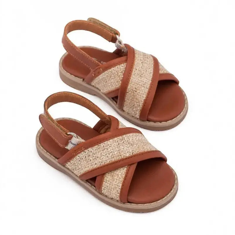 BabyWalker Beige Woven Leather Girls Sandals BABYWALKER