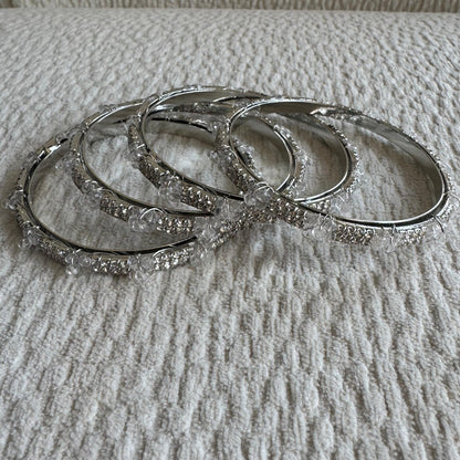 Adults Silver Stone Bangles