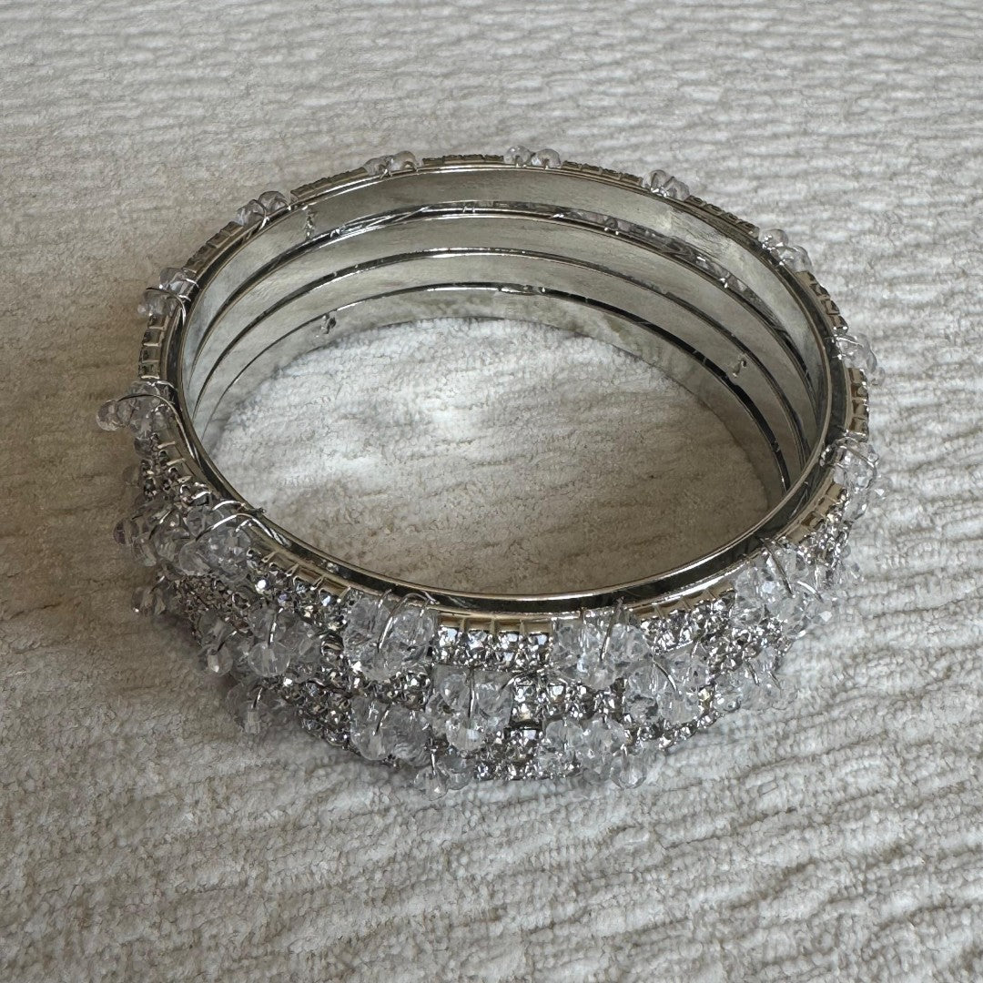 Adults Silver Stone Bangles