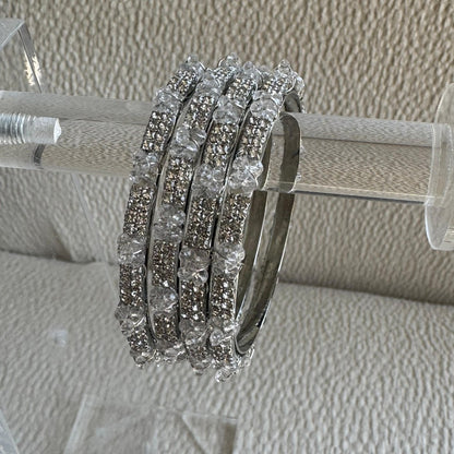 Adults Silver Stone Bangles