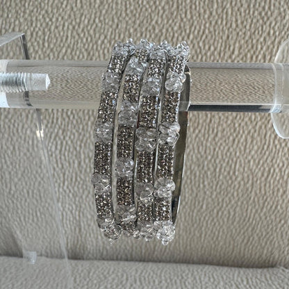 Adults Silver Stone Bangles