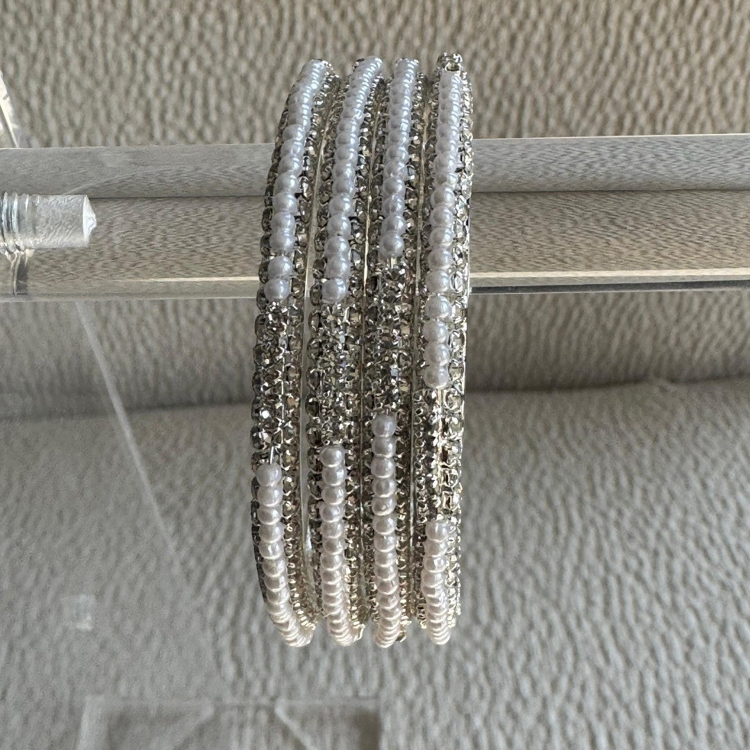 Adults Silver & Pearl Bangles