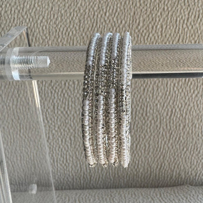 Adults Silver &amp; Pearl Bangles