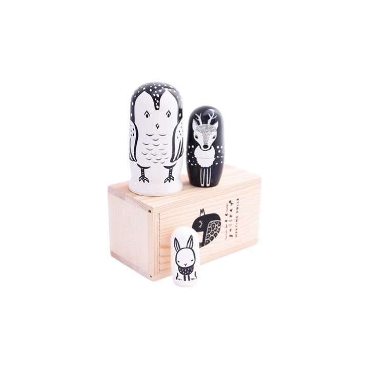 Set of 3 Nesting Dolls - Woodland Creatures - Owl, Deer, Bunny