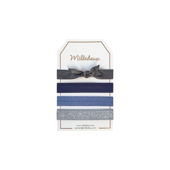 Metal Grey, Navy, Smoke Blue and French Blue Hairties
