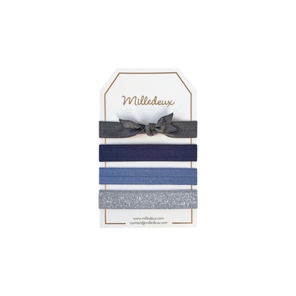Metal Grey, Navy, Smoke Blue and French Blue Hairties