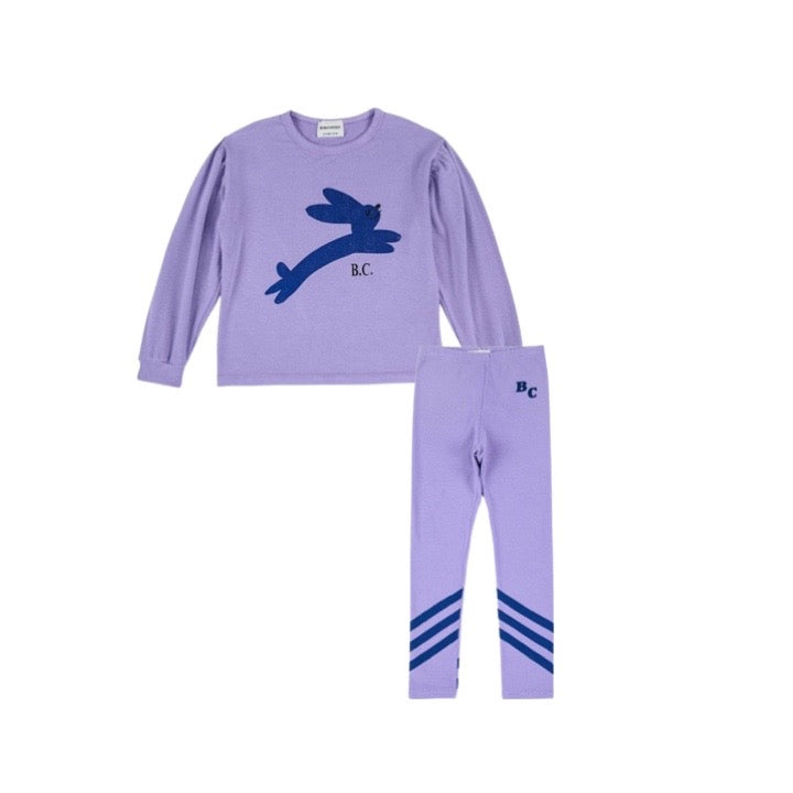 Jumping Hare T-shirt & Stripes leggings