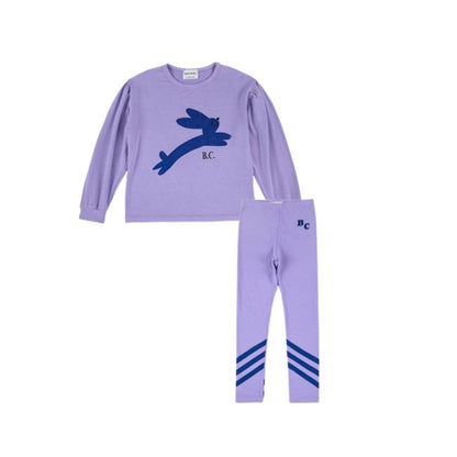 Jumping Hare T-shirt &amp; Stripes leggings