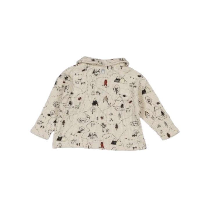 Printed Waffle Cotton Polo Shirt - Ecru
