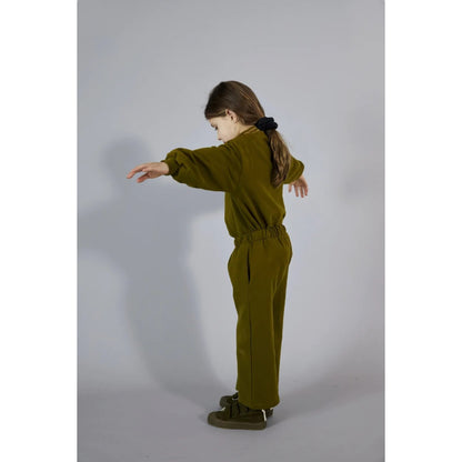 Puffy Cardigan &amp; Trousers - Olive Green