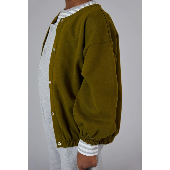 Puffy Cardigan &amp; Trousers - Olive Green