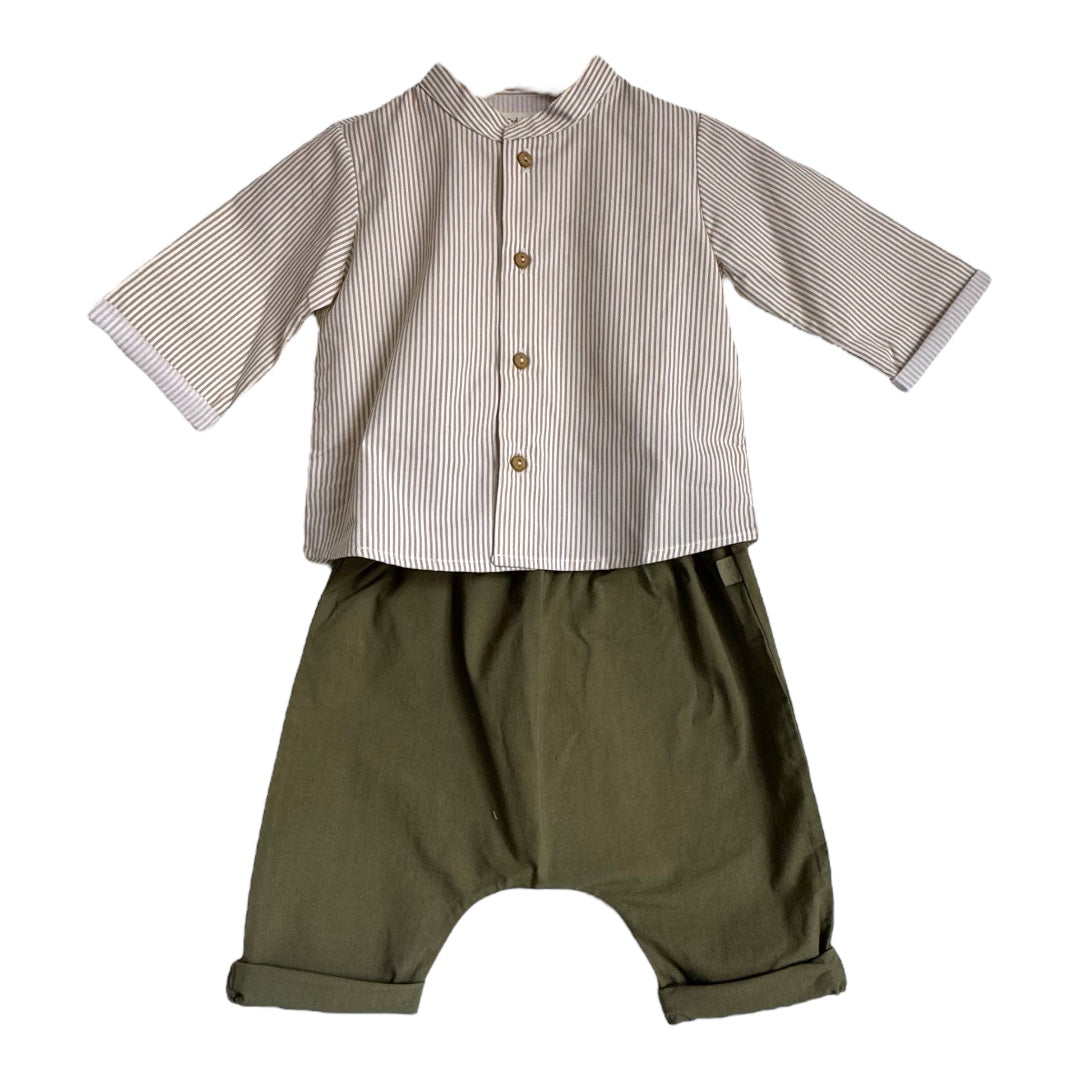 Beige Shirt & Trousers Sage Green
