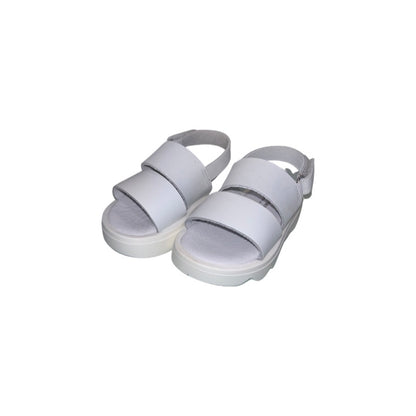 White Off &amp; White Leather Sandal
