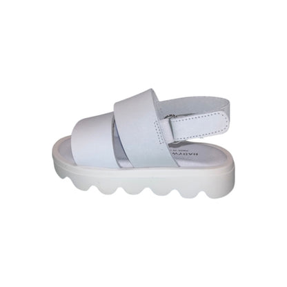 White Off &amp; White Leather Sandal
