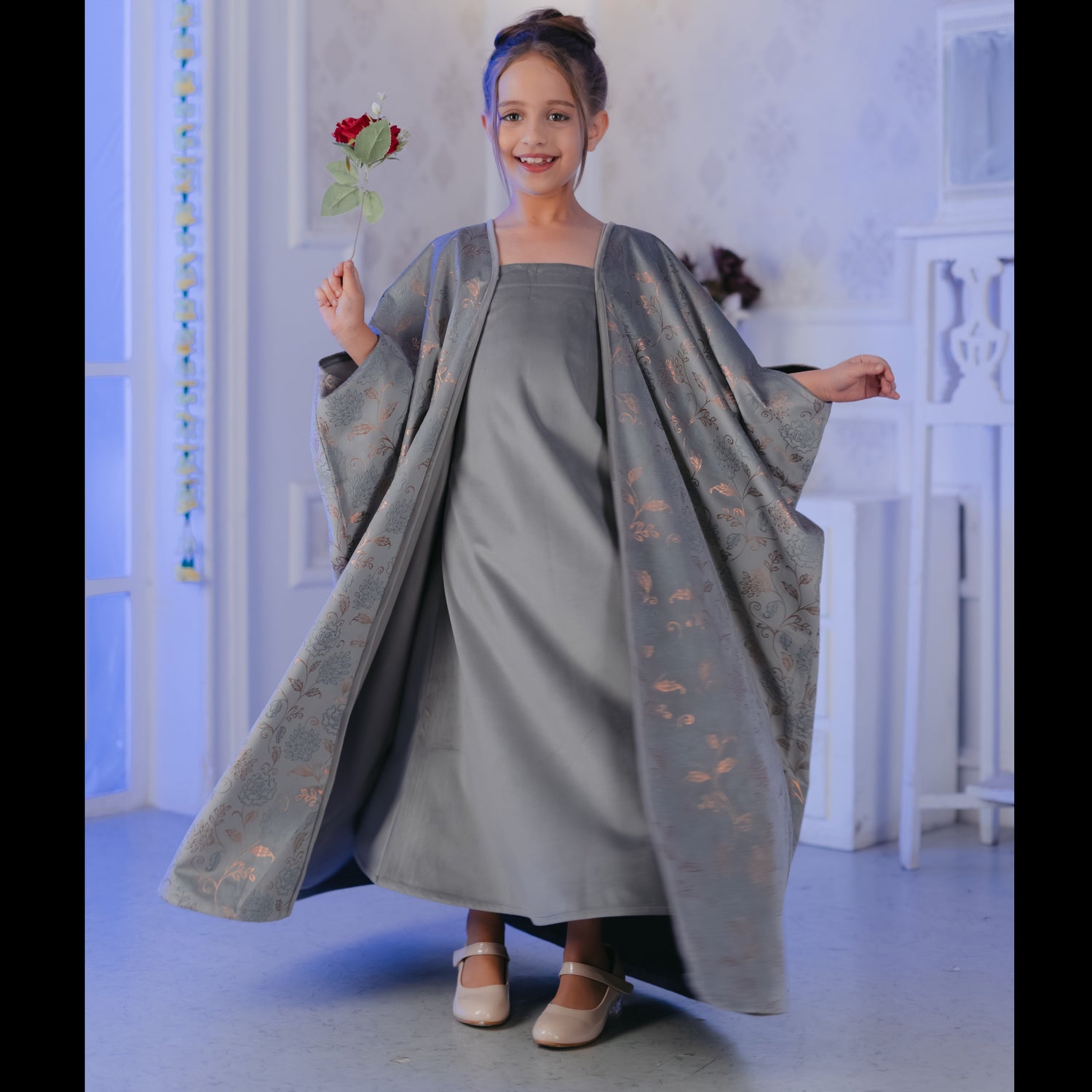 Ayla Silver Bisht Set