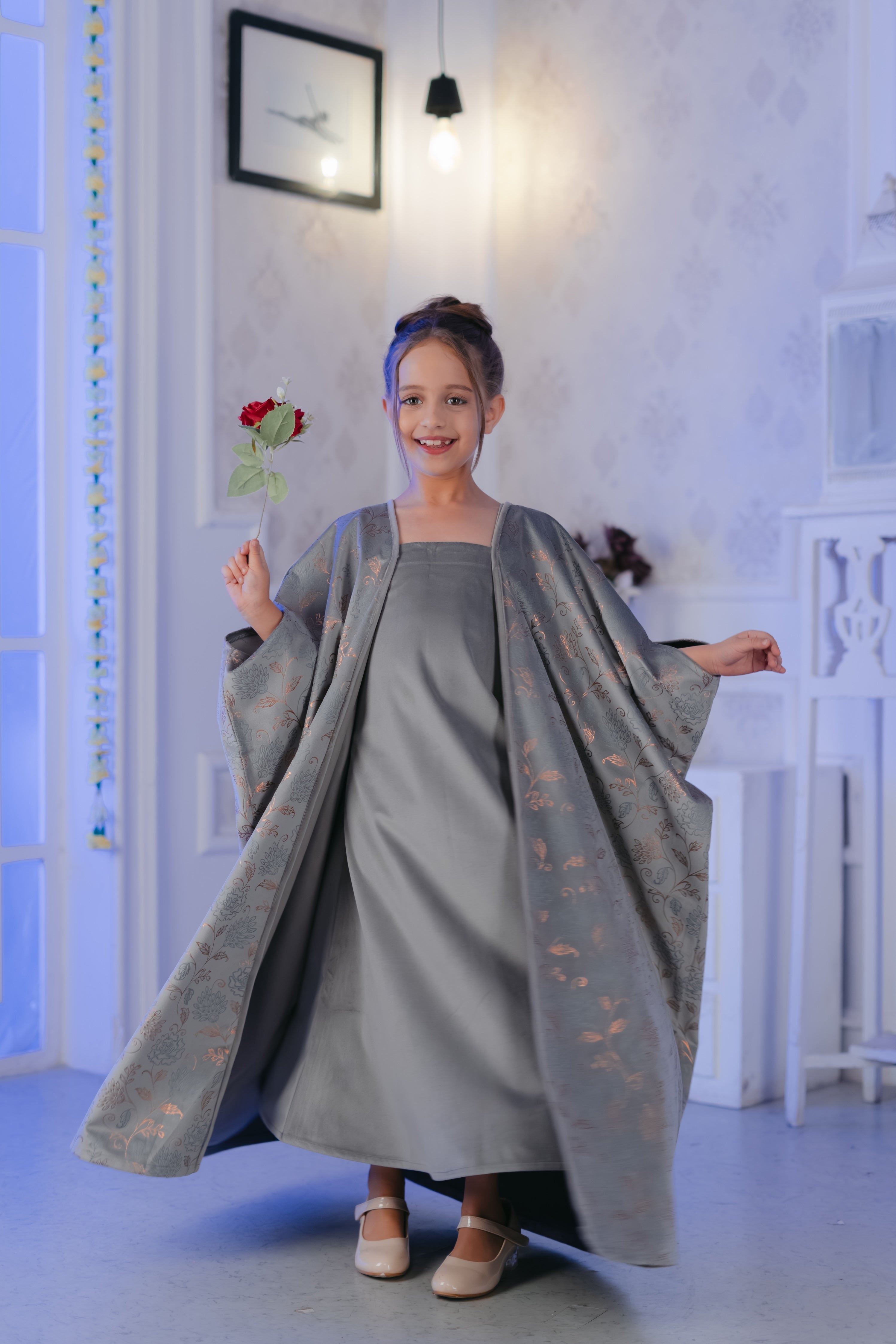 Ayla Silver Bisht Set