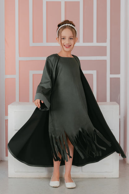 Zayna Olive Suede Fringe Set