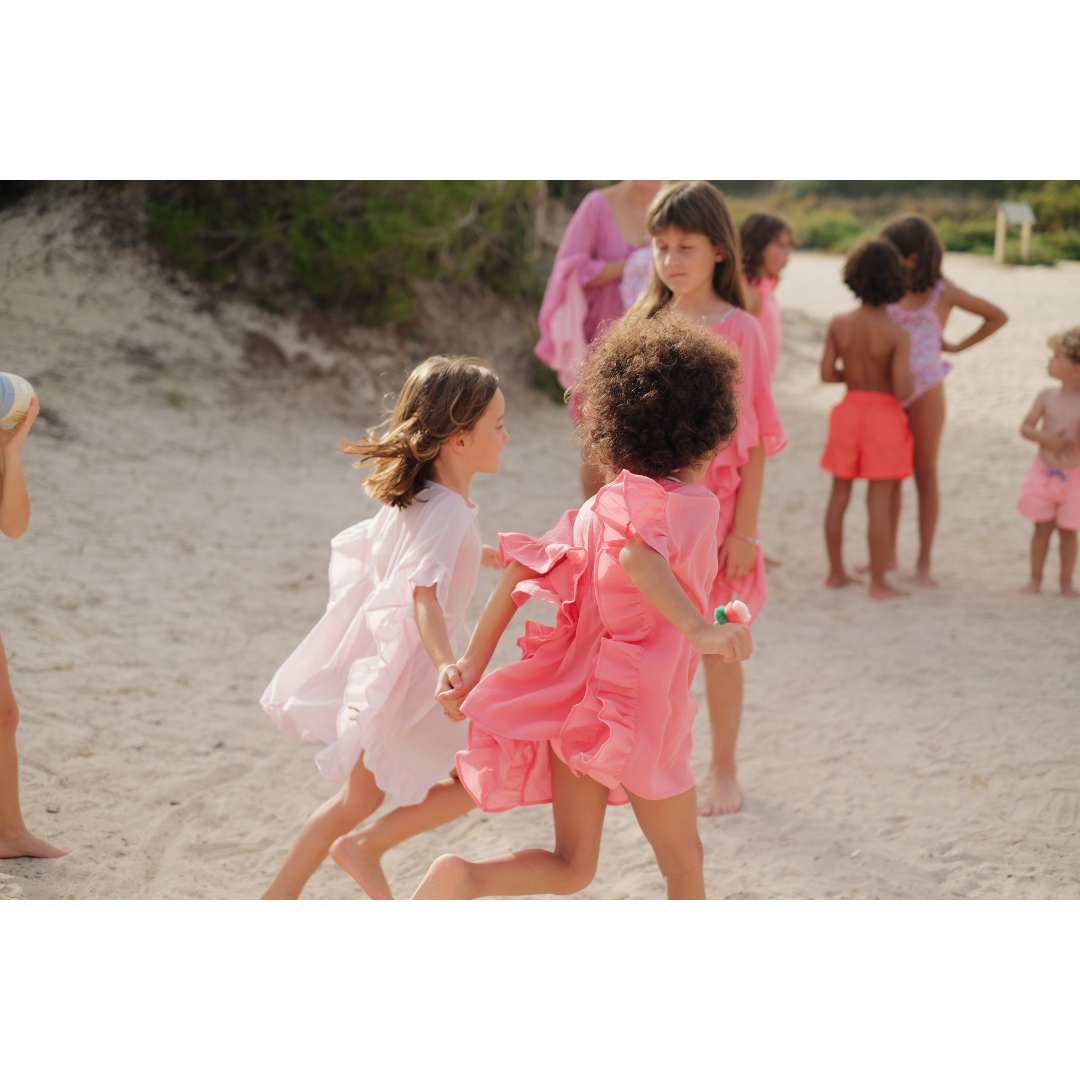 Pink Girls Caftan Swim Cover Up